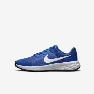 Nike Revolution 6 Older Road Dječje Tenisice Za Trčanje Kraljevska Plava Crne Bijele | NK748SOZ