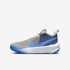 Nike Team Hustle D 10 Older Dječje Tenisice za košarku Sive Tamnoplave Zelene Plave | NK740BSW