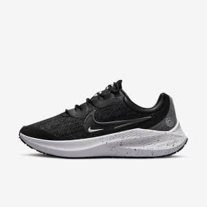 Nike Zoom Winflo 8 Shield Weatherised Road Ženske Tenisice Za Trčanje Crne Metalne Srebrne Plave Sive | NK061GEB